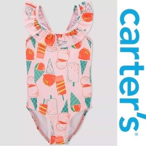 Carter's | Pink Ice Cream Flutter Sleeve One Piece Swimsuit | Size 18 Months